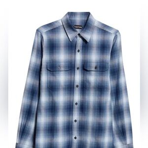 TOM FORD Ombré Plaid Military Fit Cotton Shirt